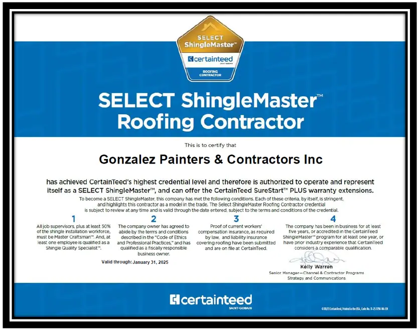 Select Shingle Master Cert